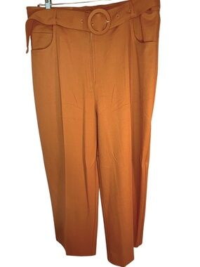 Wide Leg Pleated Dress Pants with Belt